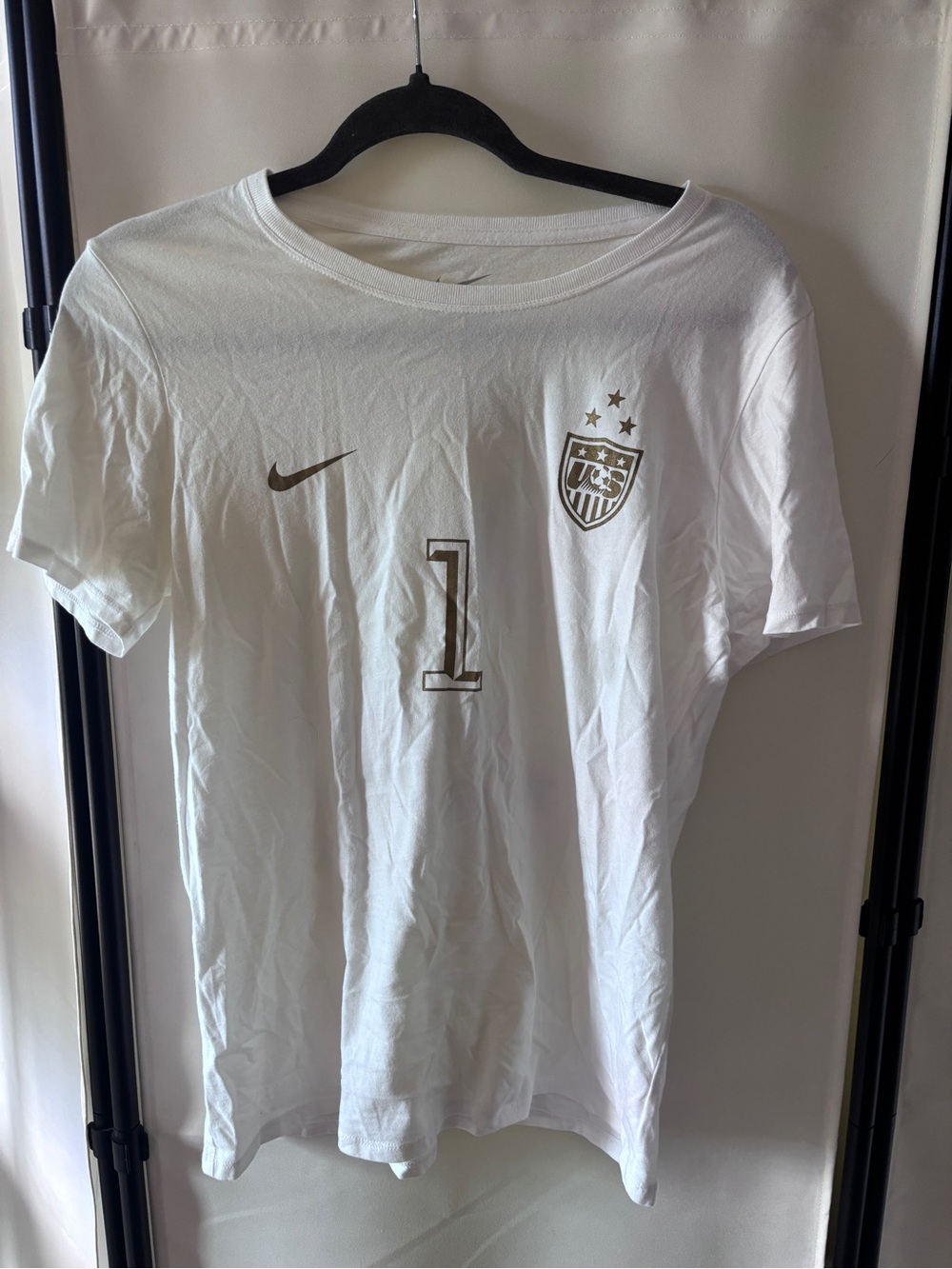 Nike White USA Soccer Tee with Gold Accents